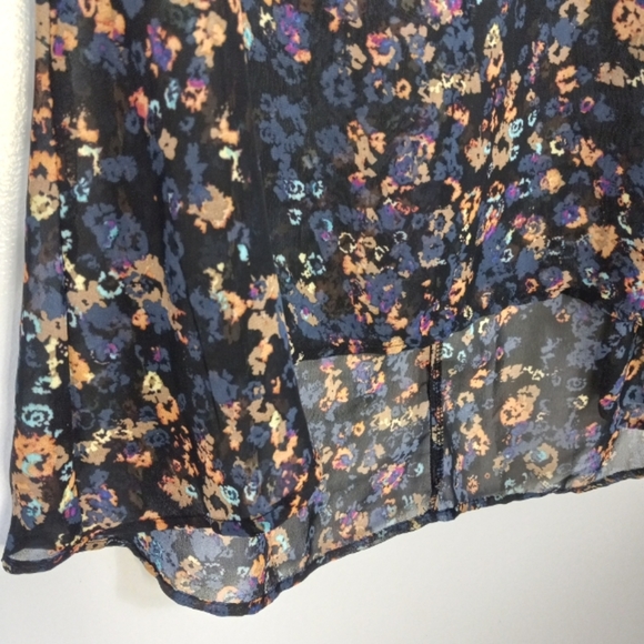 Lily Star Sheer Black Floral Long Tunic Style Cover up , Size Small - Picture 3 of 7